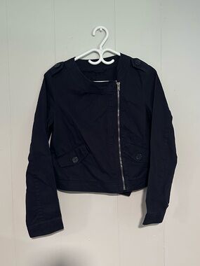 GAP Navy blue Cropped Military-Style Zip Jacket